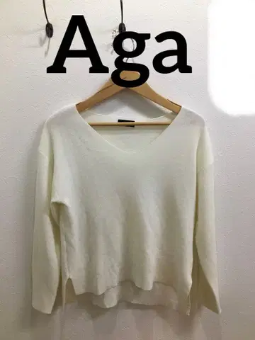 [ Aga ] 얇은 소재 니트 긴팔 화이트 M