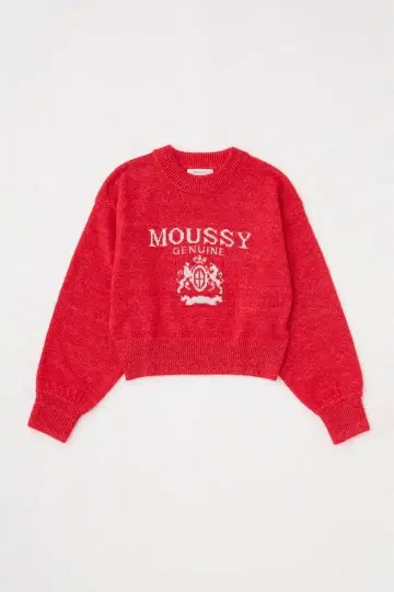 MOUSSY 레드 니트 스웨터 크롭