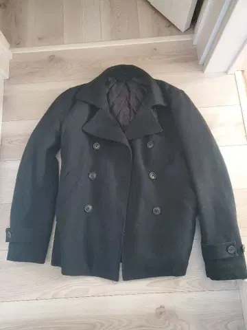 블랙 더블 브레스트 트렌치코트