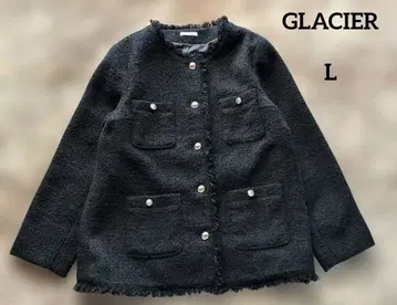 그라시아 노카라 트위드 자켓 프린지 사용 세레모니 네이비 L