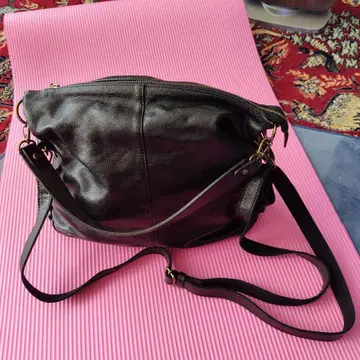 소가죽 2웨이 숄더백 여성용 블랙 대용량