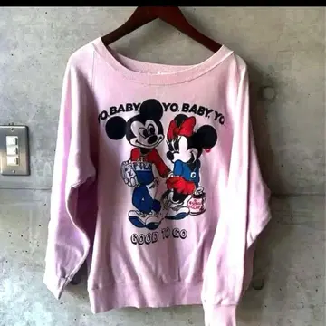 레어 vintage 미키 미니 맨투맨 핑크