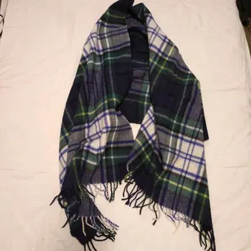 겨울 새상품급 타탄 체크 패턴 스톨 대형 네이비