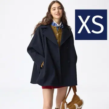 GU 완판템 지유 코지 멜톤 케이프 코트 네이비 XS