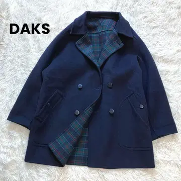 DAKS 닥스 리버서블 코트 더블 체크 네이비 미들 기장