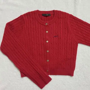 더블 클로젯 케이블 니트 가디건 빨간색
