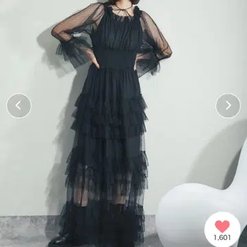 smile orchid 긴팔 튤 프릴 원피스