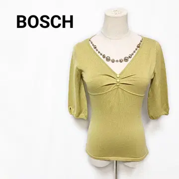 [ BOSCH ] 새상품급 라임 그린 V넥 개더 니트 M 38 7부 소매