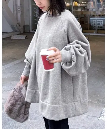 reca 속기모 턱 A라인 맨투맨 풀오버