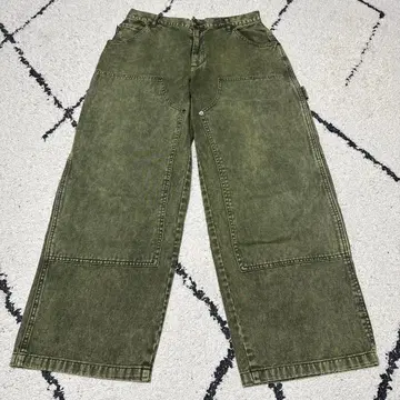 올리브 그린 카고 팬츠 복수 포켓