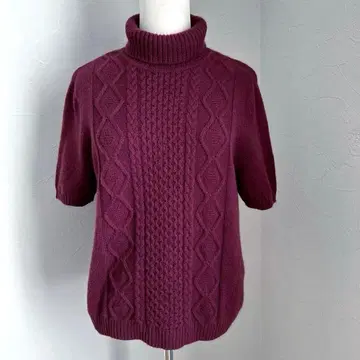 레리안 반팔 터틀넥 스웨터, 베스트 캐시미어 보르도 13+ 사이즈