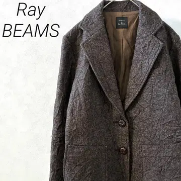 Ray BEAMS 테일러드 자켓 헤링본 무늬 포켓 부착 울 혼방