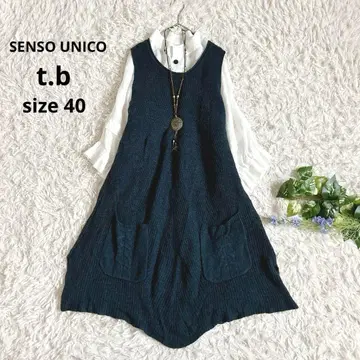 새상품급 센소유니코 롱 니트 튜닉 케이블 편 포켓 변형 헴 L