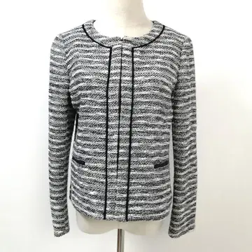 인디비 노카라 자켓 트위드 40 블루 새상품급