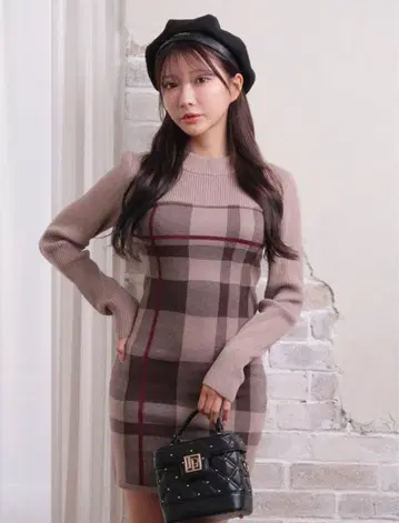 LIP SERVICE 악센트 체크 자카드 원피스