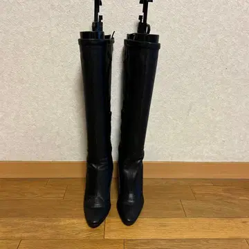 세븐틴 엘르 블랙 스틸레토 롱 부츠 새상품급