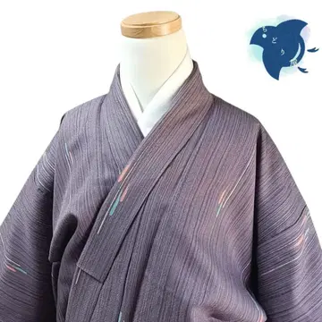 C25 치도리야 기모노 코몬 워셔블 기모노 화학 섬유 줄무늬 보라색