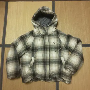 아즈 노우 아즈 체크 무늬 후드 부착 자켓