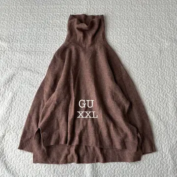 지유 터틀넥 리브 니트 두꺼운 원단 풀오버 (XXL) 루즈 실루엣