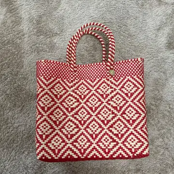 레트라 메르카도 백 S 사이즈 레드 x 크림 꽃무늬