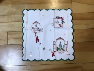 새상품 WAKO 크리스마스 자수 타월 손수건