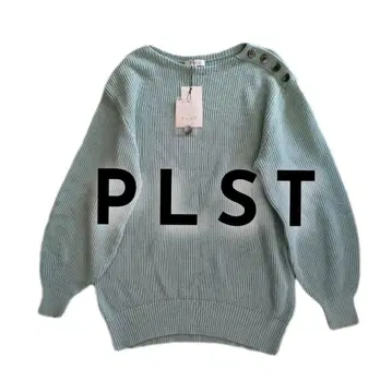 [택 포함 새상품] PLST 민트 그린 코튼 100% 리브 스웨터