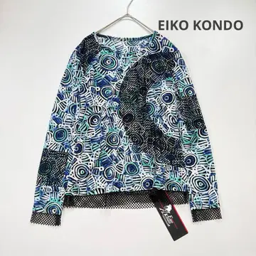 새상품 EIKO KONDO 에이코 콘도 모자이크 패턴 메쉬 절개 티셔츠