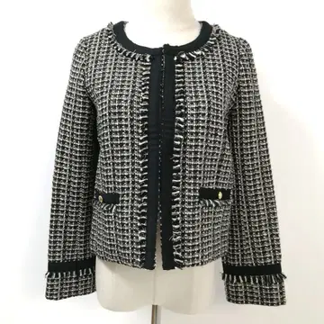 내추럴 뷰티 베이직 트위드 자켓 노카라 M