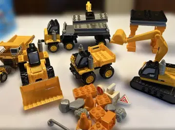 메가블록 셔블카, 미니트럭, 불도저, 건설 플레이세트와 작업 자동차