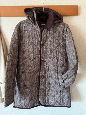 라벤햄 브라운 퀼팅 자켓 후드 부착