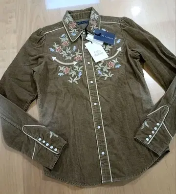 택 포함 새상품 랄프 로렌 자수 블라우스 셔츠 코듀로이