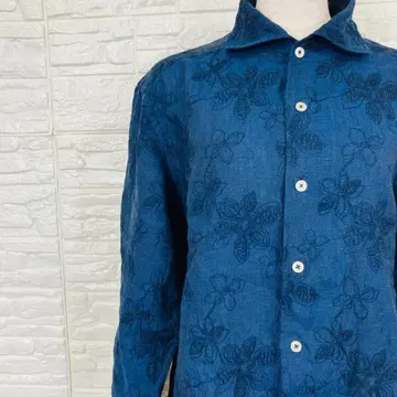 밀라 쇤 린넨 셔츠 꽃무늬 자수 긴팔 L [ 2780-29 ]