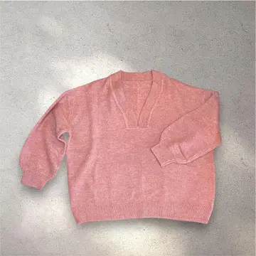 미사용 새상품 V넥 니트 풀오버 핑크