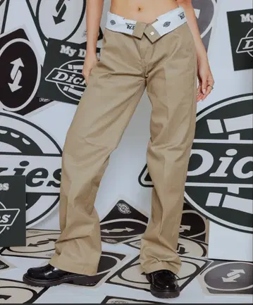 Dickies 베이지 와이드 팬츠 하이웨스트