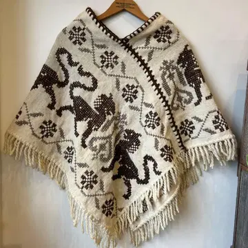 멕시칸 크로스 스티치 자수 빈티지 프린지 판초 민족