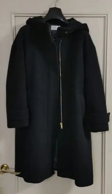 그린 레이블 릴랙싱 후드 부착 울 코트 네이비