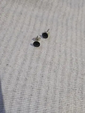 베네치아 유리 블랙 원형 스터드 귀걸이