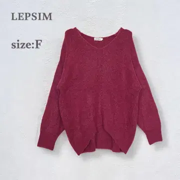 렙심 V넥 스웨터 니트 핑크 루즈한 사이즈 프리 사이즈