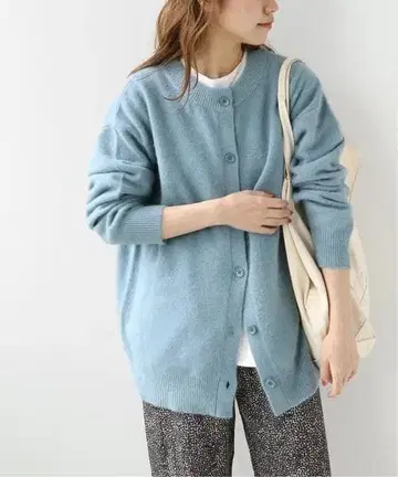 저널 스탠다드 레리움 고급 폭스 기모 니트 가디건 블루