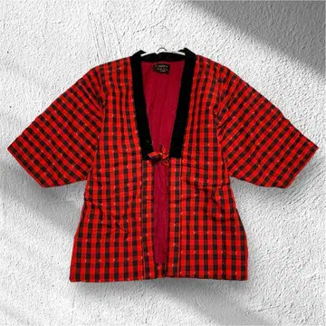 [ 구루메 핸드메이드 ] 한텐 체크 무늬 충전솜 짱짱코 방한 F