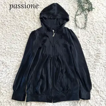 파시오네 passione 실크 블루종 집업 후드 자켓