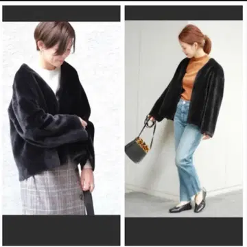 블랙 플리스 노카라 자켓