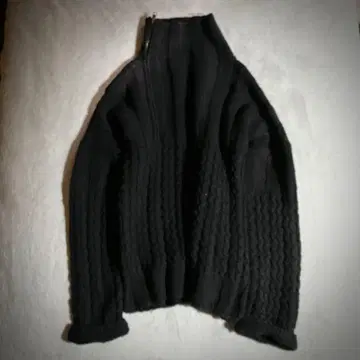 buffalobobs 케이블 울100% 하프 지퍼 블랙