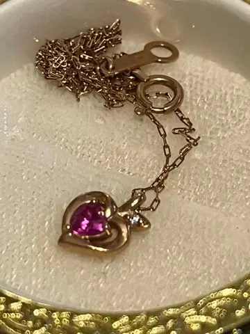 하자품 K10 하트형 루비 목걸이 메레 다이아몬드 포함