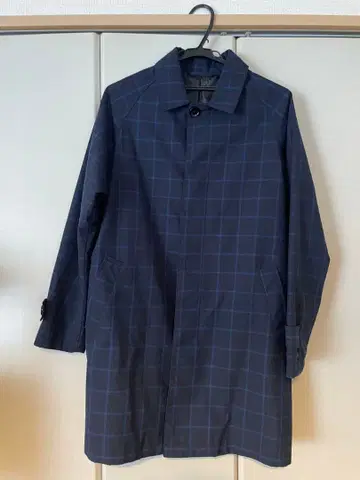 TK 다케오 키쿠치 네이비 체크 스텐카라 코트
