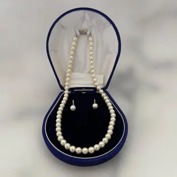 화이트 펄 목걸이 귀찌 세트 6.0-7.0mm