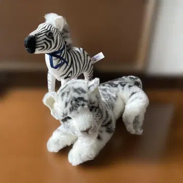 봉제 인형 HANSA 화이트 타이거 얼룩말 2개 세트