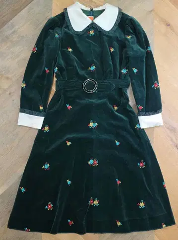 liore 빈티지 다크 그린 코듀로이 원피스 y54