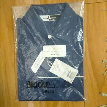 Black & White 피케 셔츠 M 네이비 반팔 셔츠 새상품 미사용