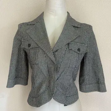 GEORGES RECH 깅엄 체크 테일러드 자켓 [ 36 ] 화이트 블랙